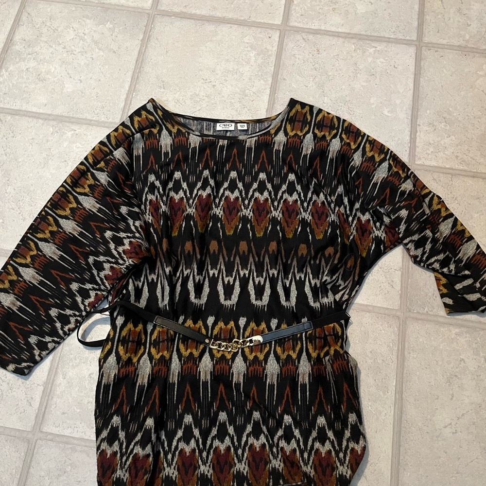 Cato Knit belted pretty print top